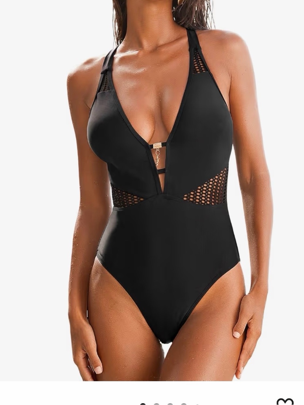 Cupshe Black One-Piece Swimwear with Mesh Insets